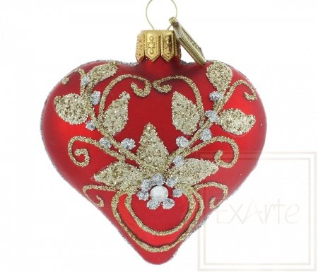 Christmas ornament heart 5 cm - Gold embroidered