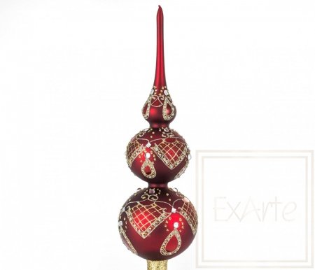 Christmas ornament tree topper / Spitz 42cm - Diamonds on red