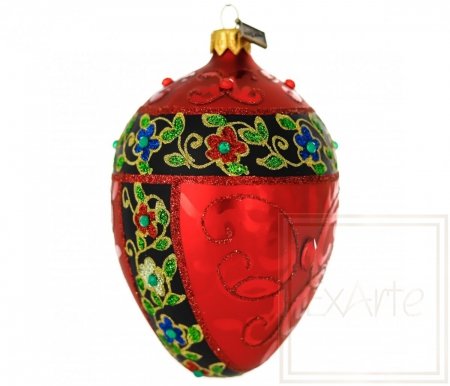 Christmas ornament egg 13cm - With a flower selvedge