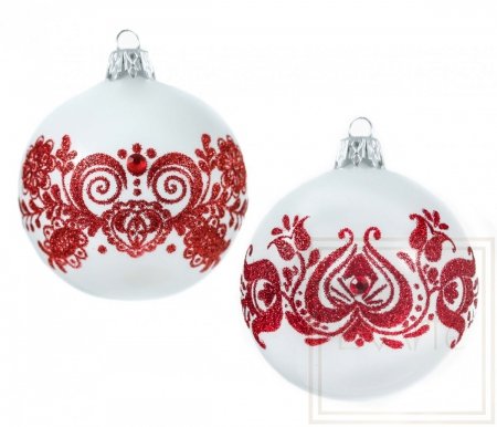 Christmas ornament Ball 7 cm, 2 pcs - Glitter cutouts