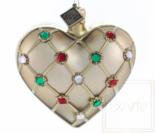 Weihnachtsschmuck Herz - 7,5cm - mit Kristallen