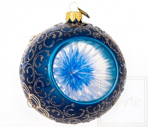 Weihnachtskugel mit Reflektor 10 cm - Marineblau
