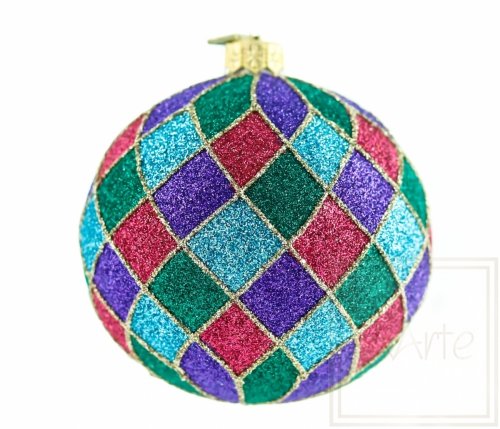 Christmas tree decoration Ball 10 cm - Glitter harlequin