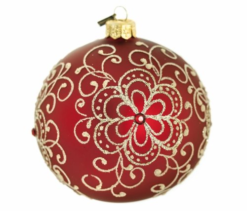 Glass bauble ball 10cm - Red meadow