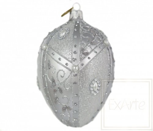Christmas ornament Egg 13cm - Frosty pearls