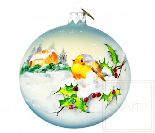 Christmas glass ball 10 cm - Robin