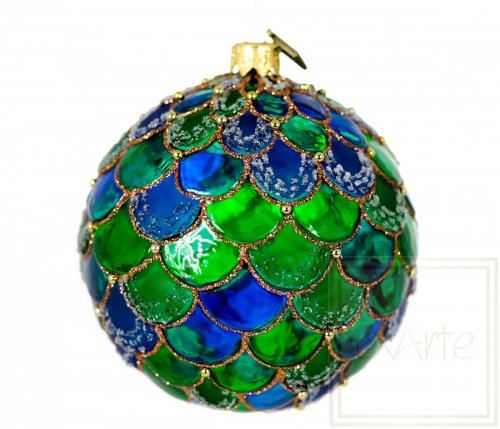 Christmas glass ball 10 cm - Emerald waves