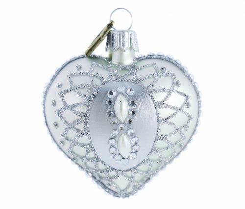 Heart shaped bauble 5 cm – Silver