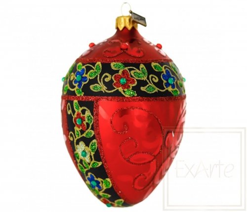 Christmas ornament egg 13cm - With a flower selvedge