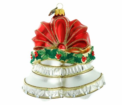 Szklana bombka Złote dzwonki 13cm
