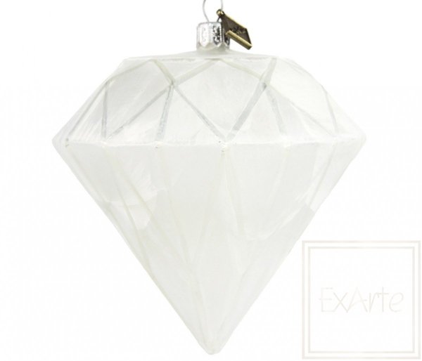 bombka szklana diament biały / Diamond 10cm - Herz des Winters