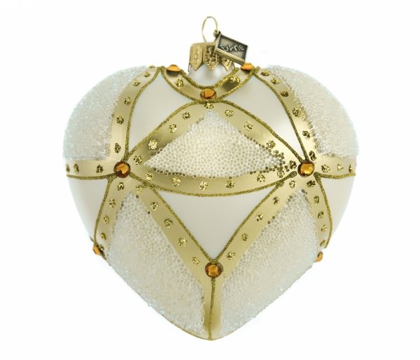 Weihnachtskugel Herz 9cm - Goldfrost