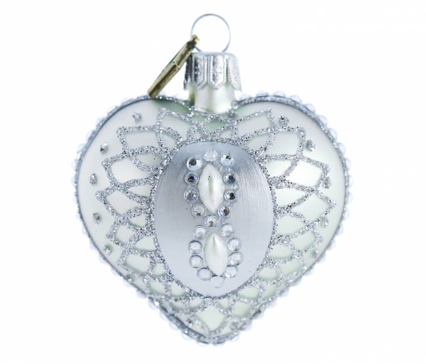 Glas-Herzkugel 5 cm – Silber