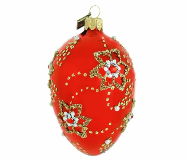 Christmas bauble Egg 11 cm – Golden Flowers