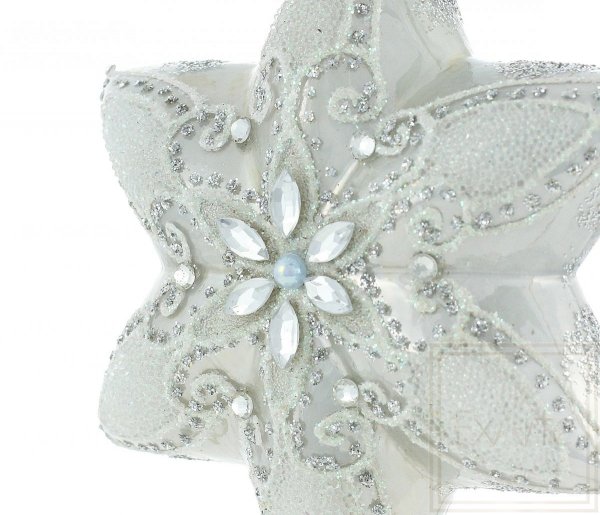 biała szklana bombka gwiazdka / ExArte Stern 12cm Polaris / Christmas Star 12cm Polaris