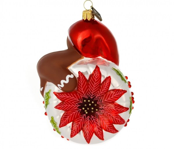 Christmas bauble gingerbread stickman 14cm - With poinsettia