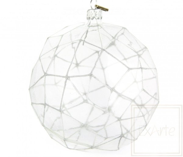 bombka szklana bez koloru / Polygon 12,5cm - silbriges Netz