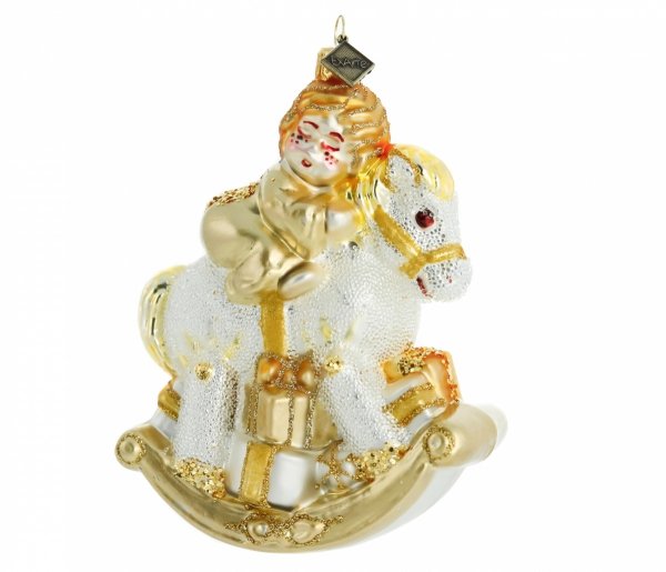 Christmas bauble Child on a horse 13cm - Golden ride