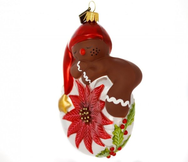 Bombka na choinkę Piernikowy ludzik 14cm - Z poinsecją