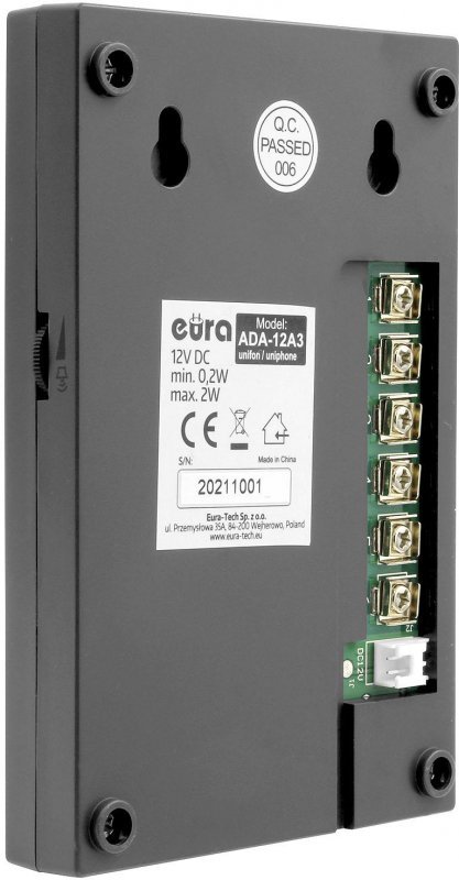 DOMOFON &#039;&#039;EURA&#039;&#039; ADP-51A3 &#039;&#039;DIFESA&#039;&#039; - 1-rodzinny, 2 unifony, interkom, grafit
