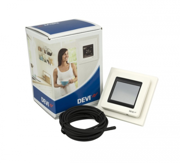 Termostat DEVIreg Touch biały z pudełkiem i czujnkiem podłogowym