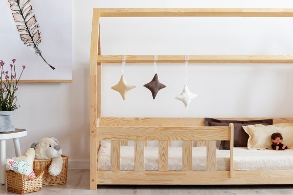 Lit en bois Lit Maison Mila MBP 70x140cm ADEKO