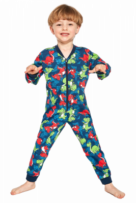 Cornette Kids Boy 185/155 Dino 3 86-128 kombinezon piżama chłopięca