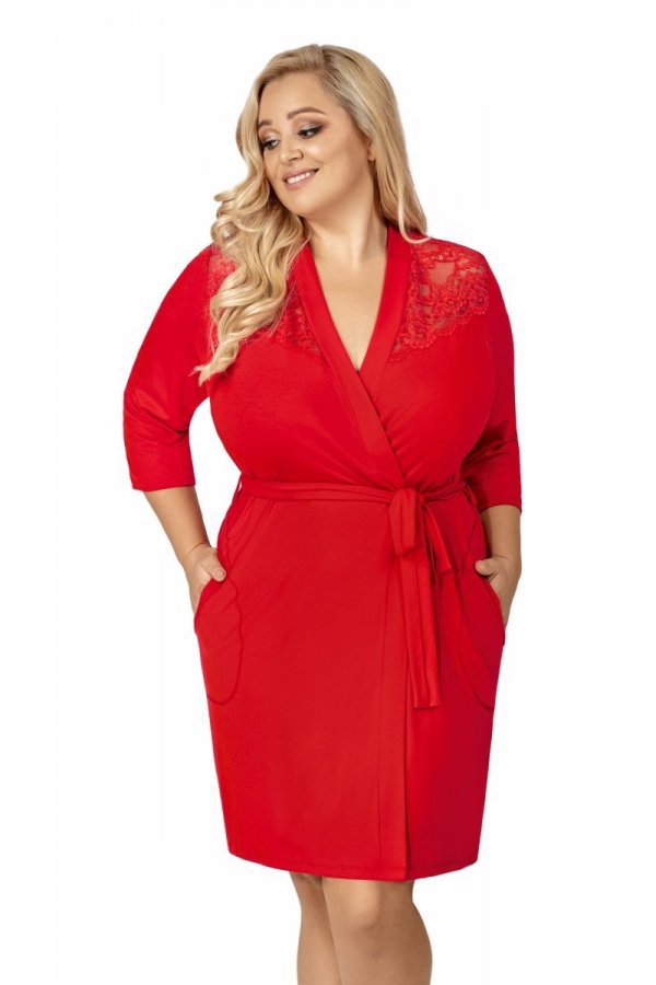 Donna Tess czerwony Szlafrok damski Size Plus