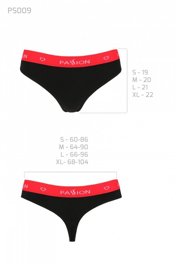 PS009 PANTIES black/red stringi bawełniane 