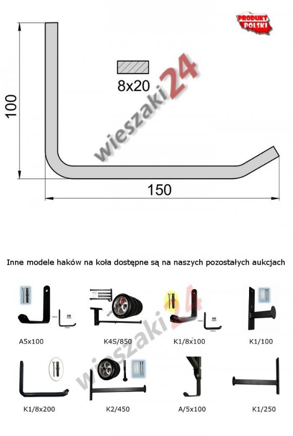 Wieszak na opony K1/8x150