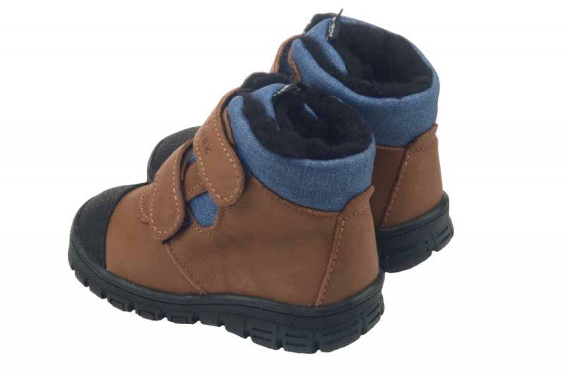 Buty zimowe MAZUREK TE-POR 1360 BRĄZ JEANS  na rzepy