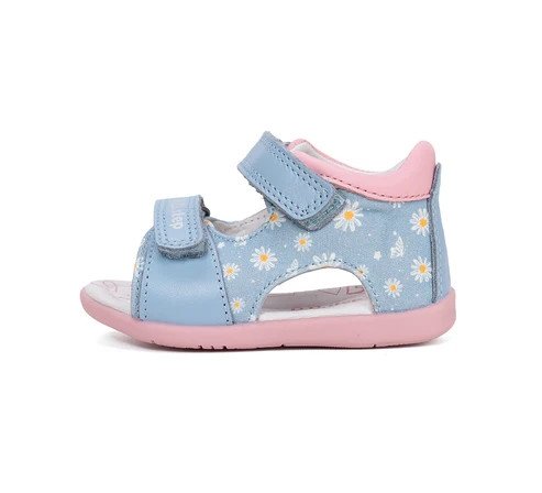 Sandałki skórzane D.D.STEP G075-61329AM AERO BLUE na rzepy