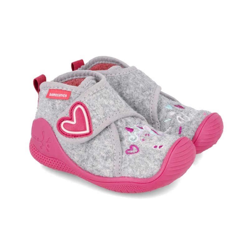 BIOMECANICS 241151-B156 GRIS szare kapcie tekstylne rzep jednorożec