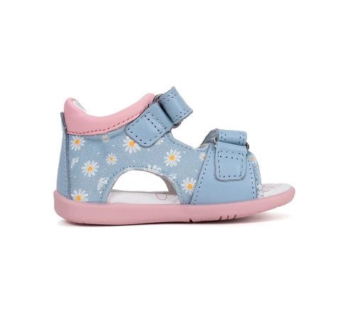 Sandałki skórzane D.D.STEP G075-61329A AERO BLUE na rzepy