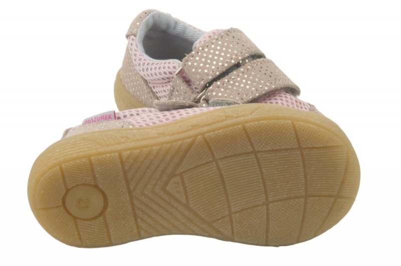 Mazurek Slipper Barefoot PUDER KROPKI na rzepy