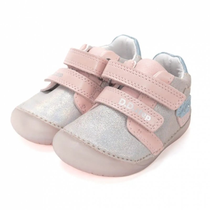 Trzewiki D.D.STEP BAREFOOT S070-61798 Champagne na rzepy