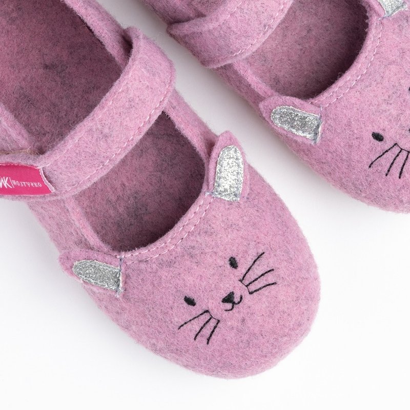 Wojtyłko 5P25098R kapcie dziewczęce filcowe na rzep