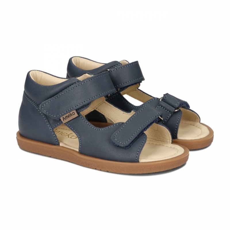 AMEKO Sandałki chłopięce PLAIN - DENIM na rzepy