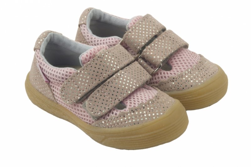 Mazurek Slipper Barefoot PUDER KROPKI na rzepy