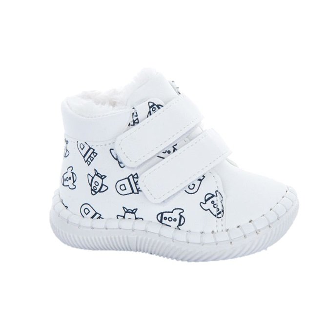 APAWWA FD120 WHITE Trzewiki ocieplane niechodki na rzepy