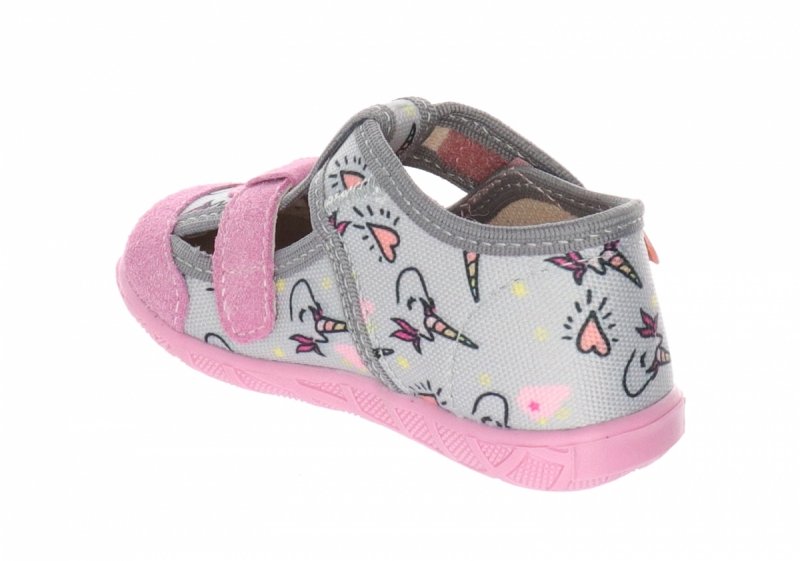 MILAMI 118 BR-29 GREY kapcie dziewczęce szare na rzepy
