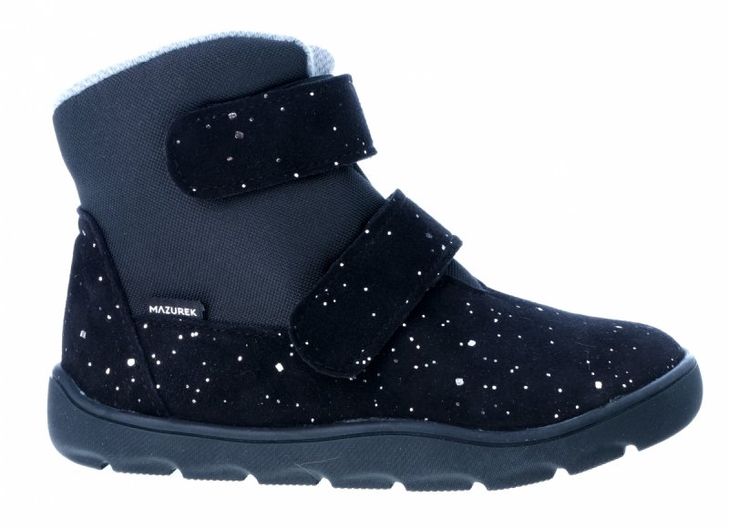 Trzewiki MAZUREK TE-POR 1370 BLACK DOTS barefoot na rzepy