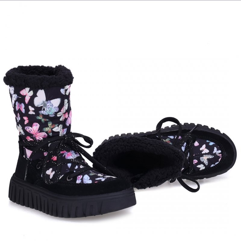 EMEL EV 4209 kozaki - śniegowce dla dziewczynki czarne