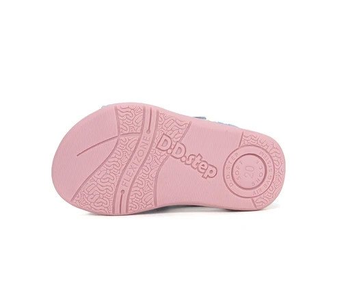 Sandałki skórzane D.D.STEP G075-61329AM AERO BLUE na rzepy