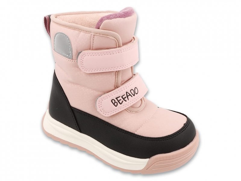 Befado 169X039 Śniegowce różowe ocieplane na rzepy