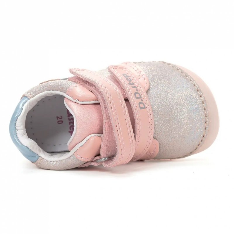 Trzewiki D.D.STEP BAREFOOT S070-61798 Champagne na rzepy