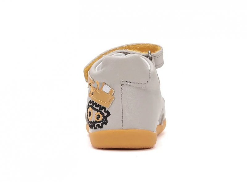 Sandałki skórzane D.D.STEP G075-51868A LIGHT GREY na rzepy