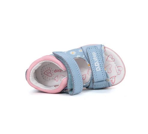 Sandałki skórzane D.D.STEP G075-61329A AERO BLUE na rzepy