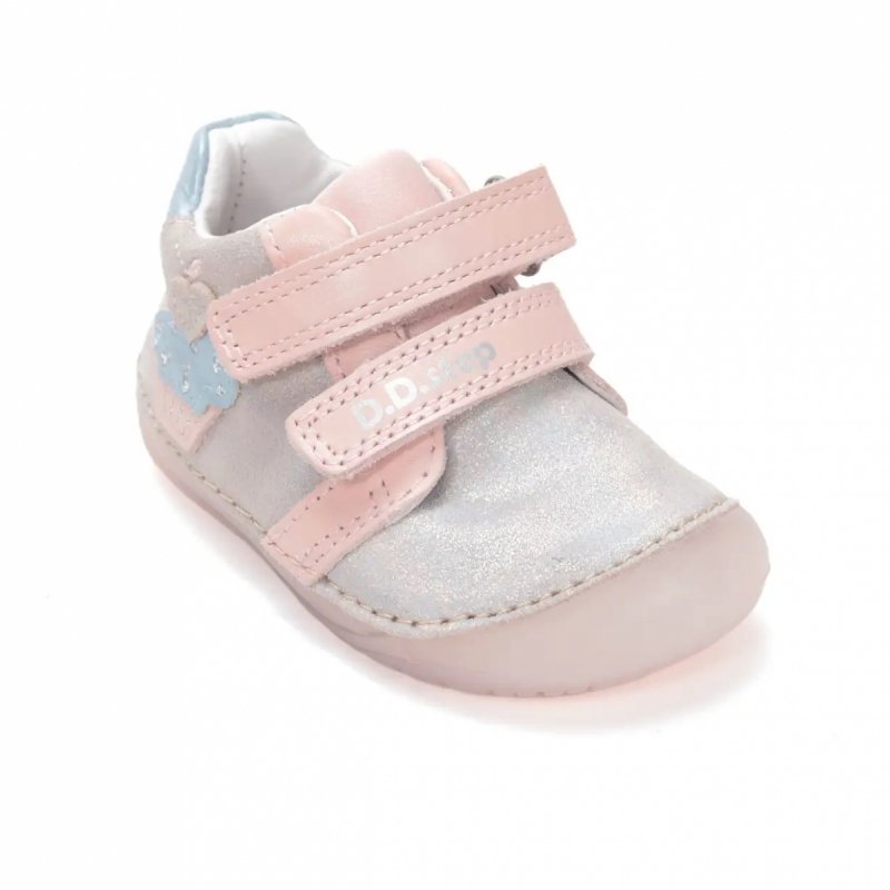 Trzewiki D.D.STEP BAREFOOT S070-61798 Champagne na rzepy