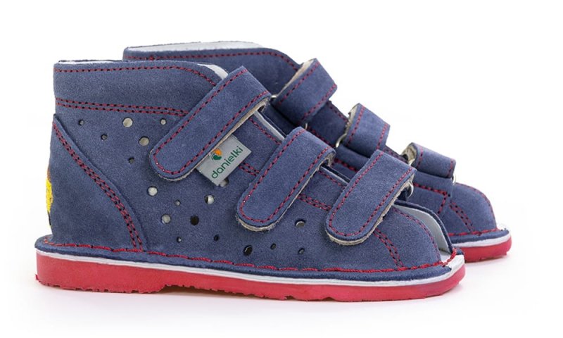 Sandałki profilaktyczne Danielki T125L JEANS WYWROTKA na rzepy